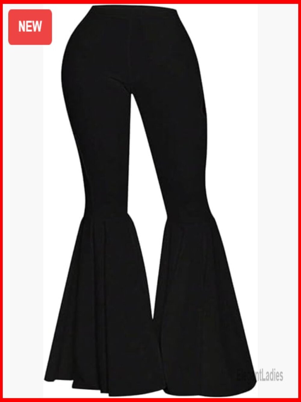 Plus Size Flare Pants Elastic Waist Ruffle Bell Bottom Long Trousers